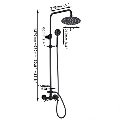 Black Bathroom 2 Handles Wall Mounted Shower Set