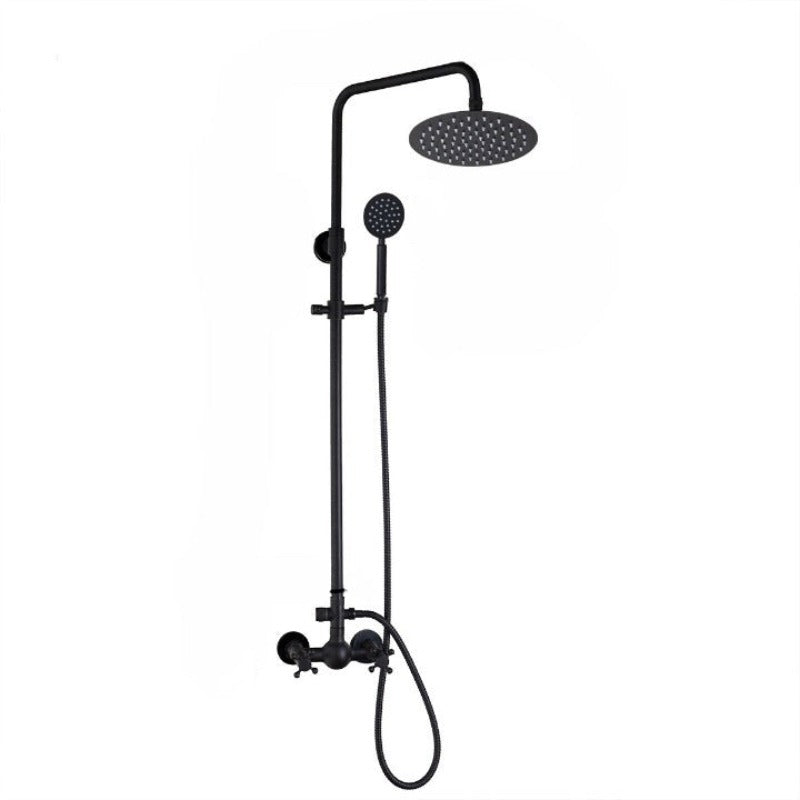 Black Bathroom 2 Handles Wall Mounted Shower Set
