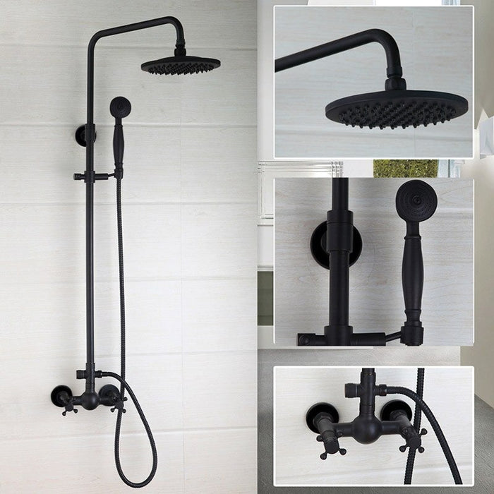 Black Bathroom 2 Handles Wall Mounted Shower Set