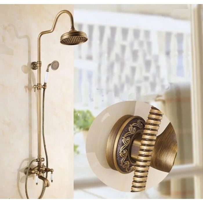 Antique Brass Bathroom Shower Set | Classic Style | Dual Handle