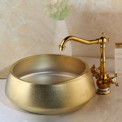 Golden Plated Ceramic Bathroom Basin Set