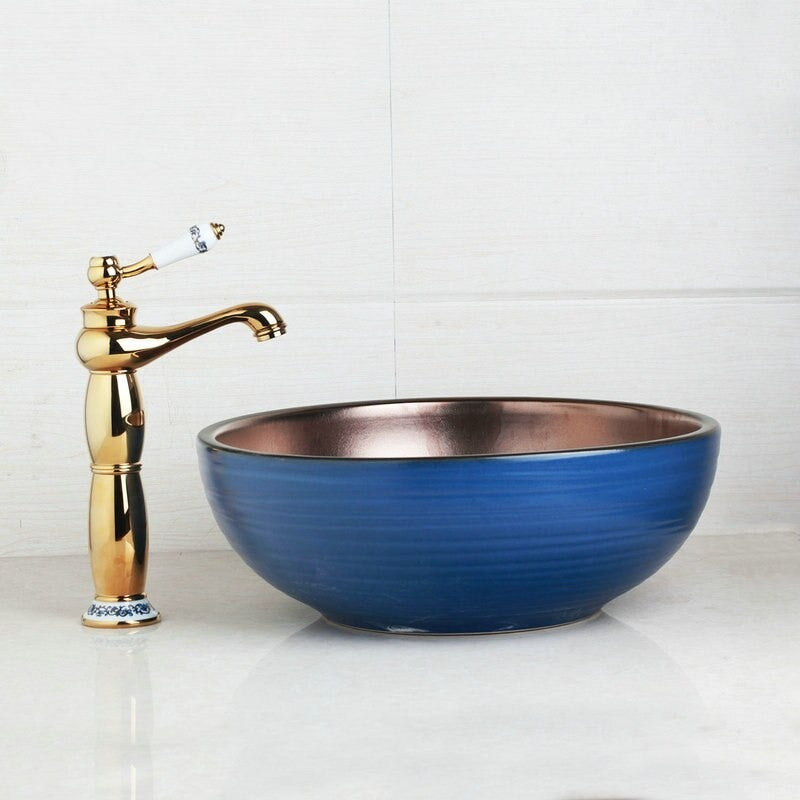 Ceramic Art Design Vessel Bathroom Sink Set