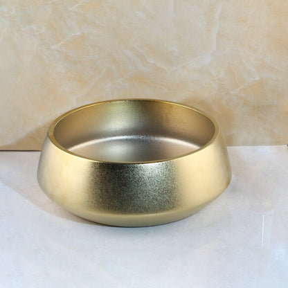 Golden Plated Ceramic Bathroom Basin Set