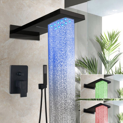 Black Wall Mounted Rainfall LED Shower Set