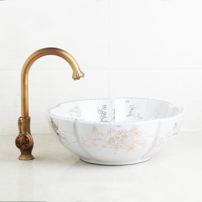 Art Design Ceramic Vessel Bathroom Sink Set